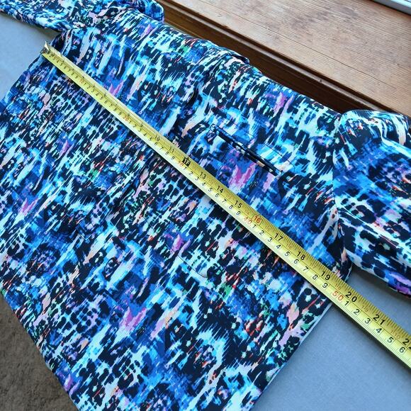 NYDJ Multicolor Pintuck Henley Blouse S pleated back hidden buttons 3/4 sleeves - Picture 9 of 12